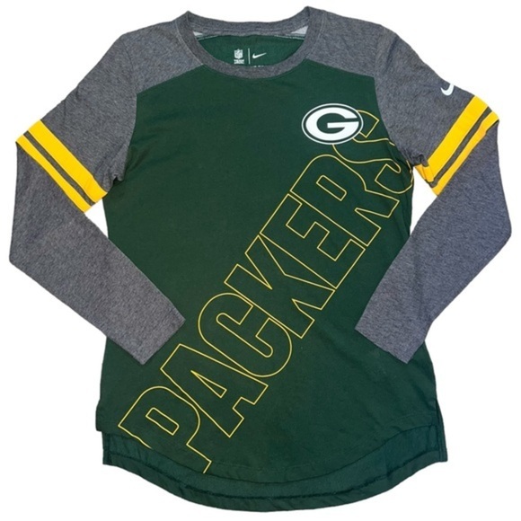 {EUC Women’s Green Bay Packers Nike Dri-FIT Long Sleeve T-Shirt in Green Small} - Picture 1 of 9